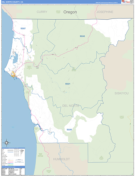Del Norte County, CA Map Basic Style